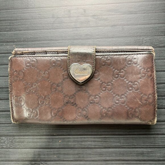 Gucci Lovely Heart Leather Bifold Long Wallet Authentic|Used - Picture 1 of 3